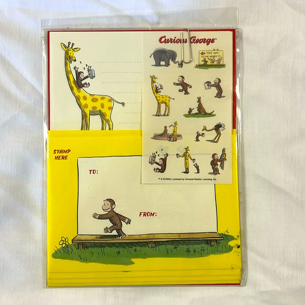 Curious George Stationary for 4 letters
